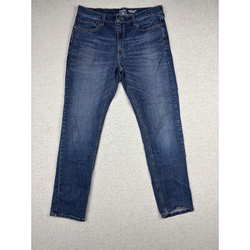 Signature Levi Strauss Men's 36x29 Gold Label Regular Taper Blue Dark Wash Jeans